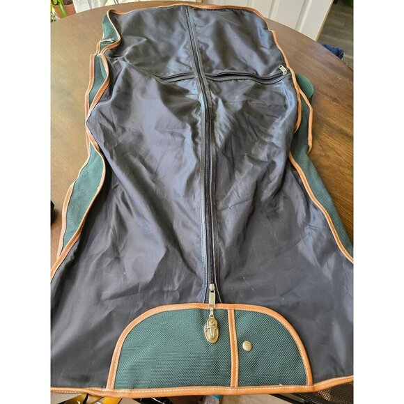 La Valege Garment Bag Luggage Leather Trimmed 22 x 22 Green - Picture 9 of 16